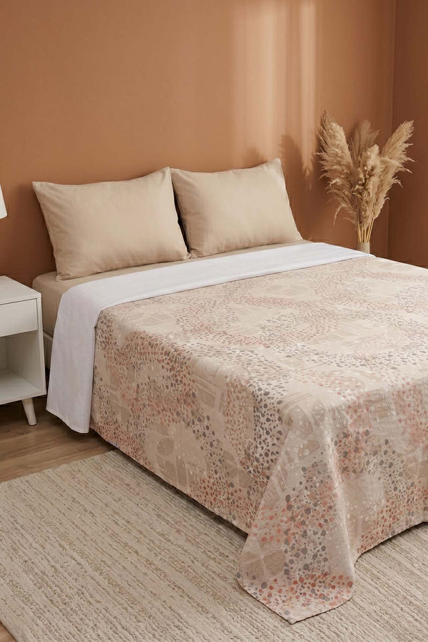 Nokta Harmoni Çift Kişilik Baskılı Pike Yatak Örtüsü 200X230 Cm