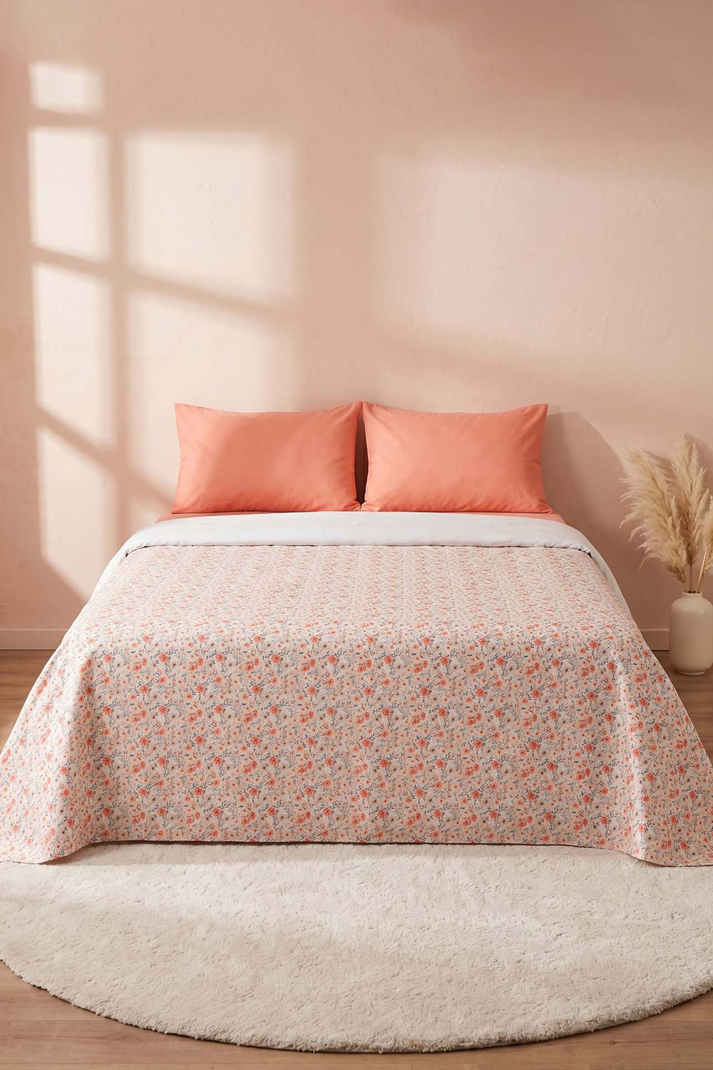 Coral Breeze Printed Double Bedspread – 200 × 230 cm
