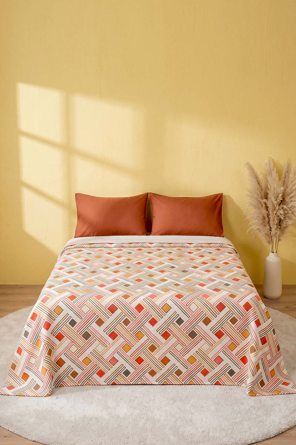 Colorful Geometric Printed Double Bedspread – 200 × 230 cm