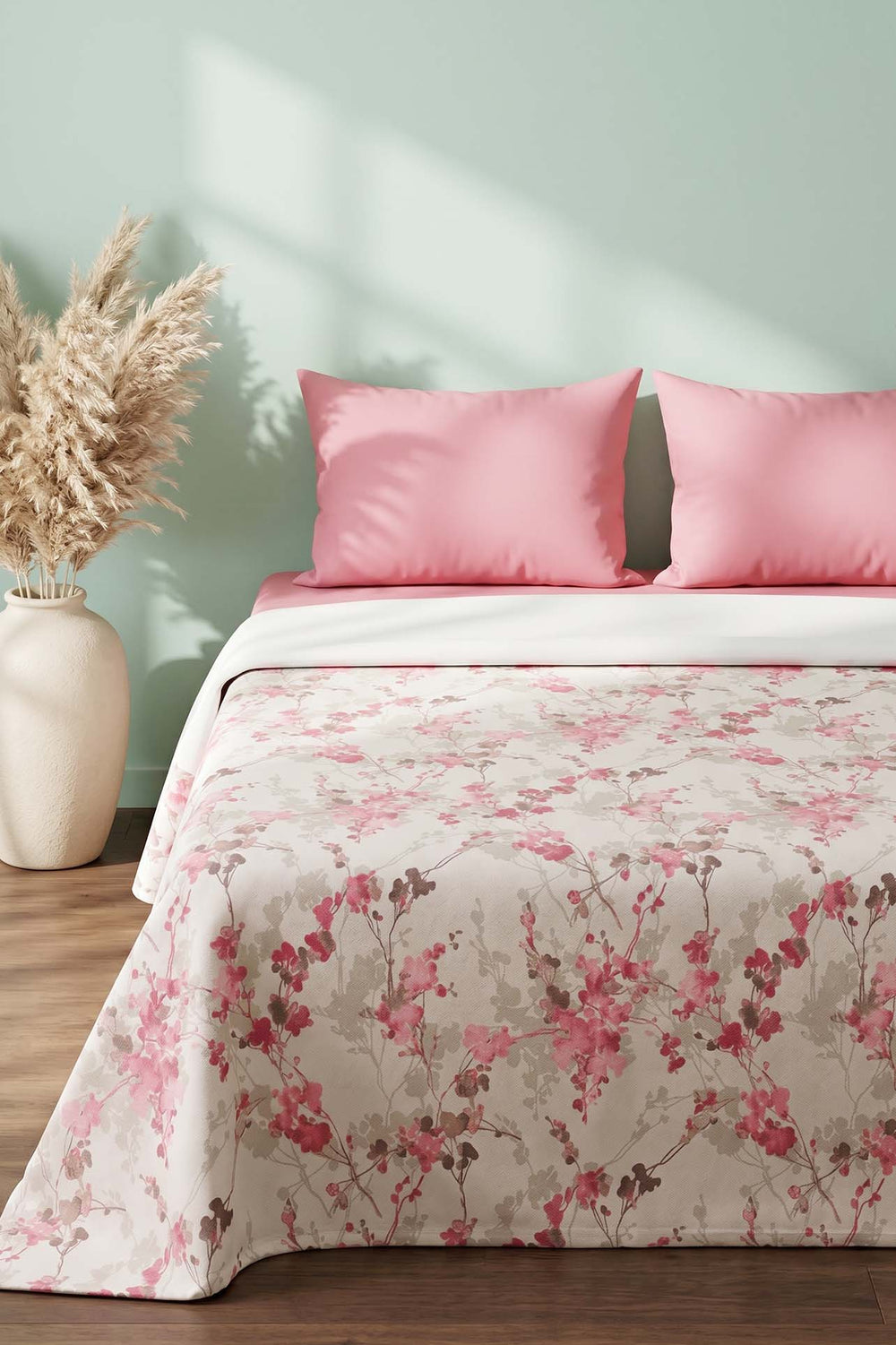 Cherry Blossom Printed Double Bedspread – 200 × 230 cm