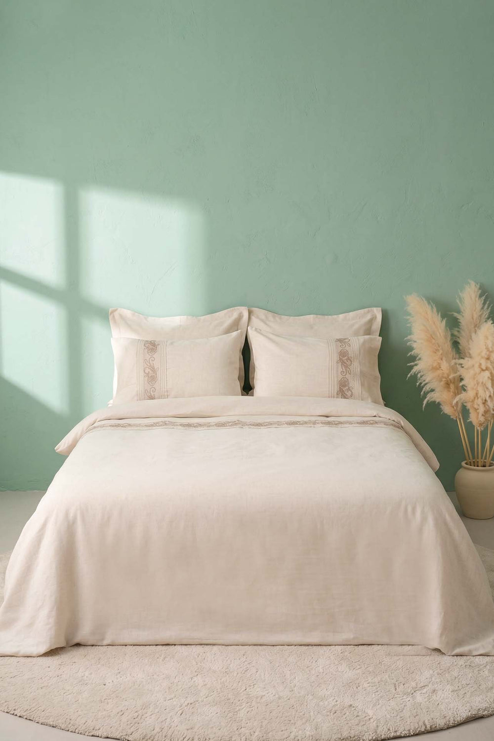 Inborn Floro Beige Double Duvet Cover Set – 6 Pieces (Dowry Set)