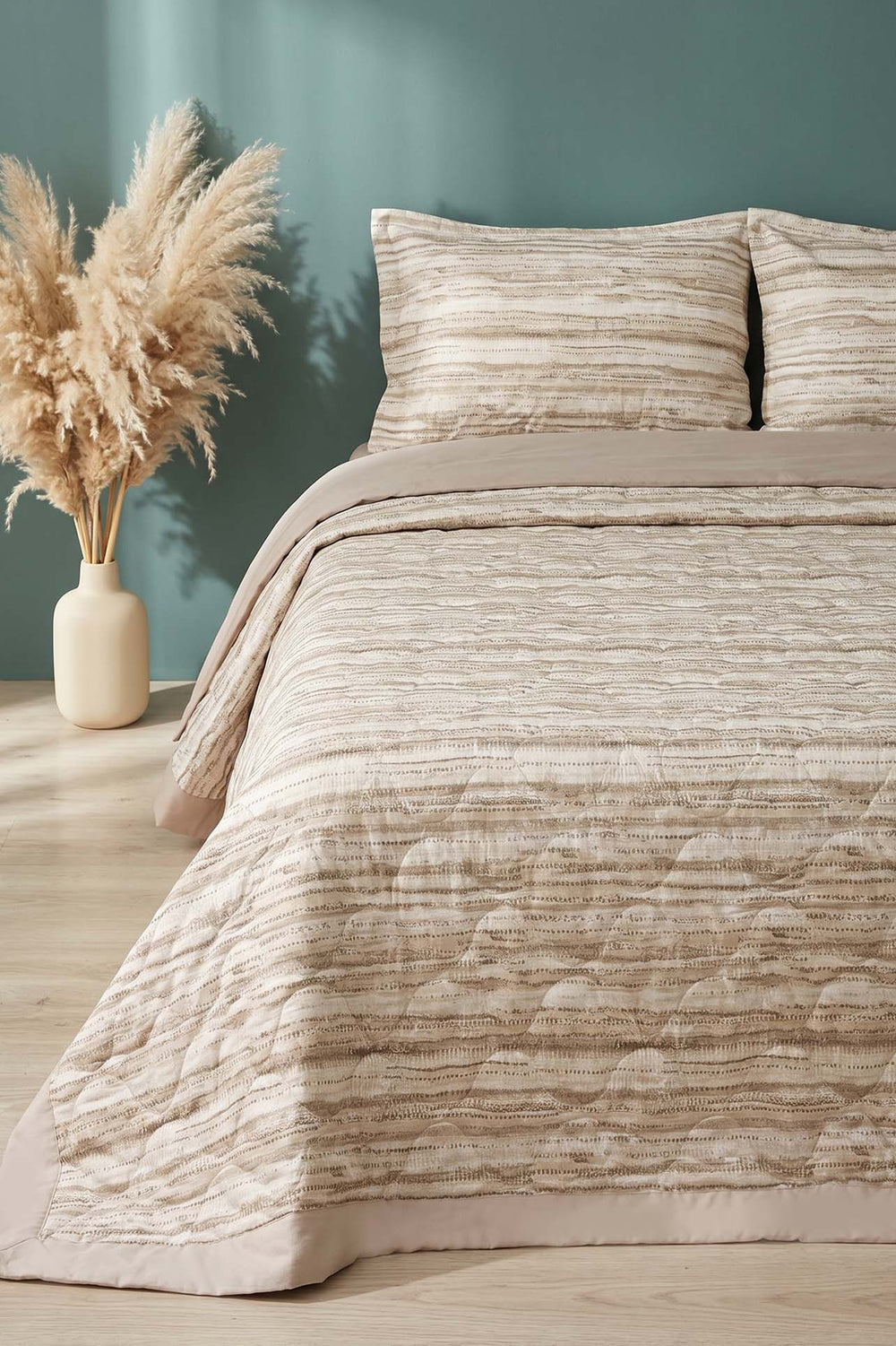 Natural Texture Double Quilted Bedspread & Multi-Purpose Coverlet Set – 3 Pieces