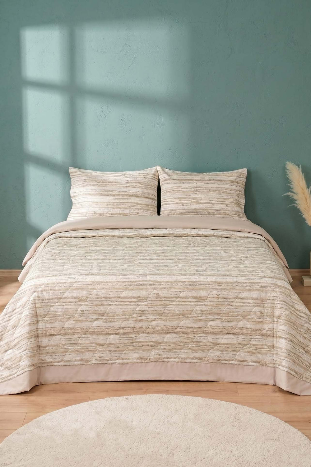 Natural Texture Double Quilted Bedspread & Multi-Purpose Coverlet Set – 3 Pieces