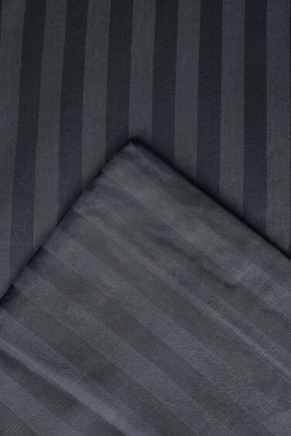Elite Black Striped Satin Double Duvet Cover Set – 4 Pieces