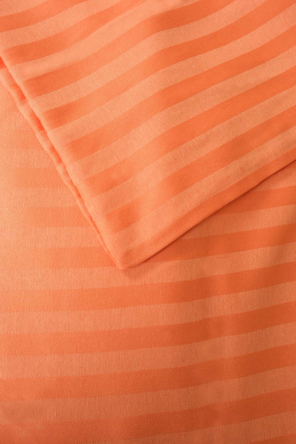 Elite Orange Striped Satin Double Duvet Cover Set – 4 Pieces