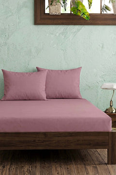 Dusty Rose Ranforce Cotton Double Fitted Sheet Set – 160 × 200 cm