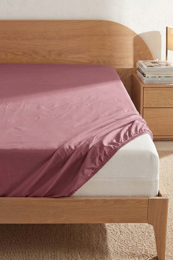 Dusty Rose Ranforce Cotton Double Fitted Sheet Set – 160 × 200 cm