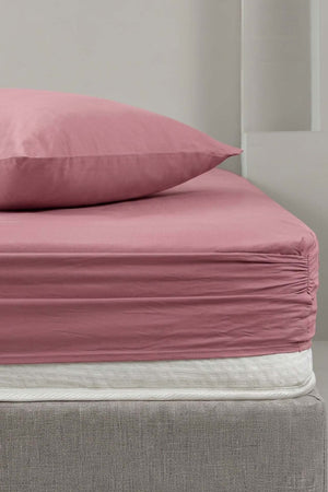 Dusty Rose Ranforce Cotton Double Fitted Sheet Set – 160 × 200 cm