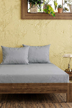 Gray Ranforce Cotton Double Fitted Sheet Set – 160 × 200 cm