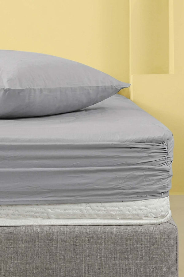 Gray Ranforce Cotton Double Fitted Sheet Set – 160 × 200 cm