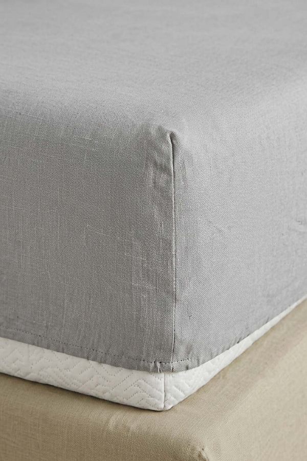 Gray Ranforce Cotton Double Fitted Sheet Set – 160 × 200 cm