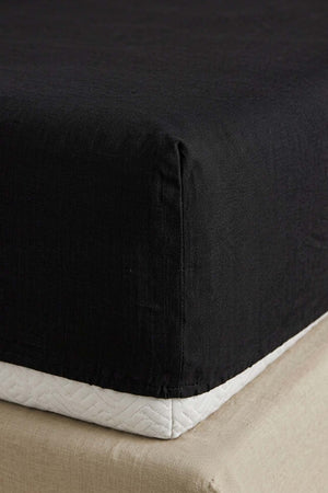 Black Ranforce Cotton Double Fitted Sheet Set – 160 × 200 cm