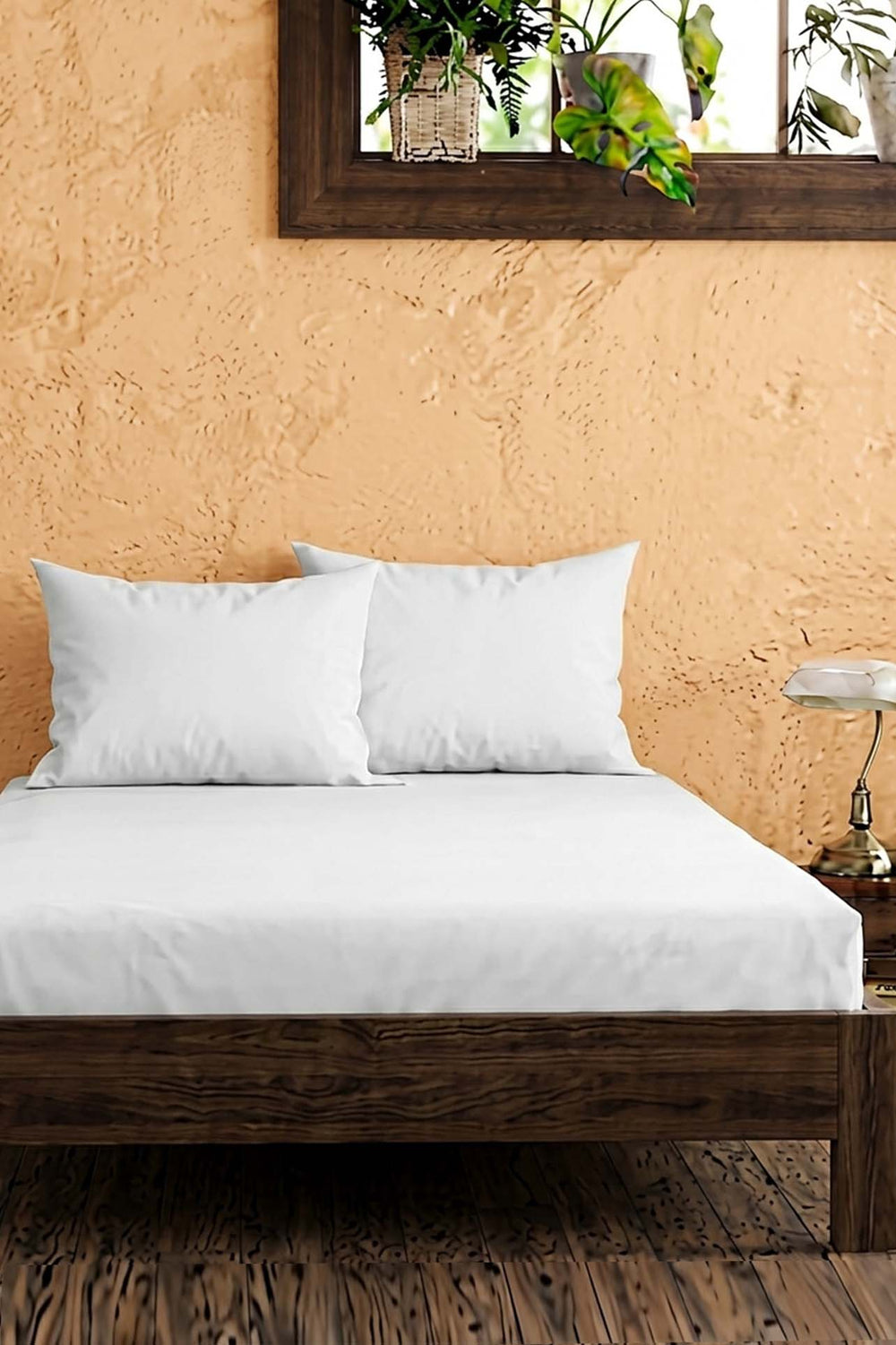 White Ranforce Cotton Double Fitted Sheet Set – 160 × 200 cm