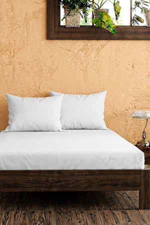 White Ranforce Cotton Double Fitted Sheet Set – 160 × 200 cm