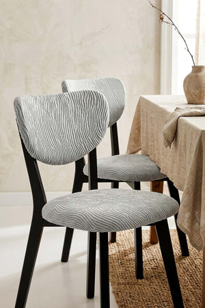 Taş Renk Jakarlı Likralı Esnek Sandalye Kılıfı Takımı - 6Lı Set