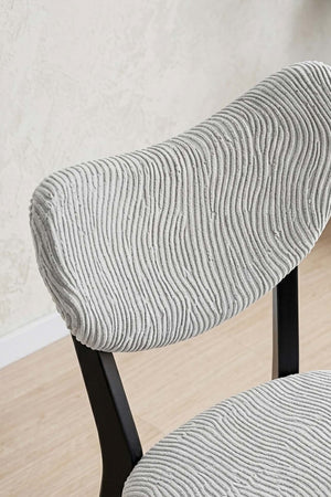 Taş Renk Jakarlı Likralı Esnek Sandalye Kılıfı Takımı - 6Lı Set