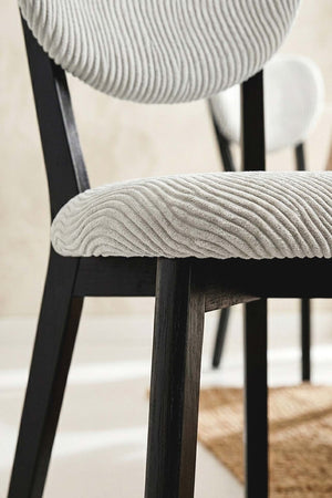 Taş Renk Jakarlı Likralı Esnek Sandalye Kılıfı Takımı - 6Lı Set
