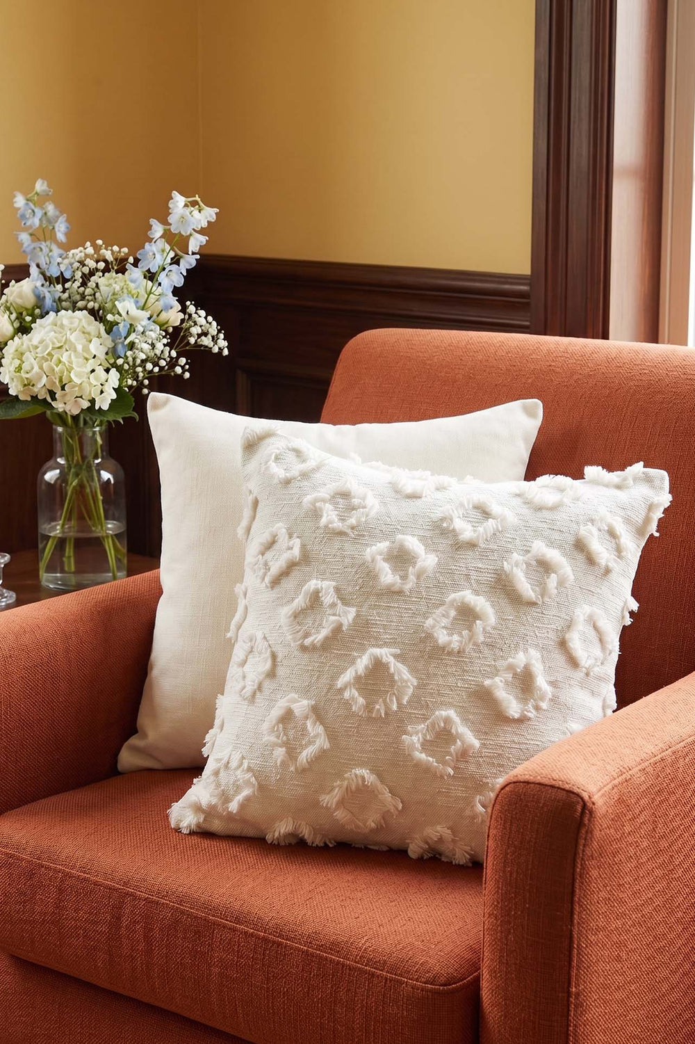 Cream Diamond Patterned Embossed Textured Decorative Cushion Cover