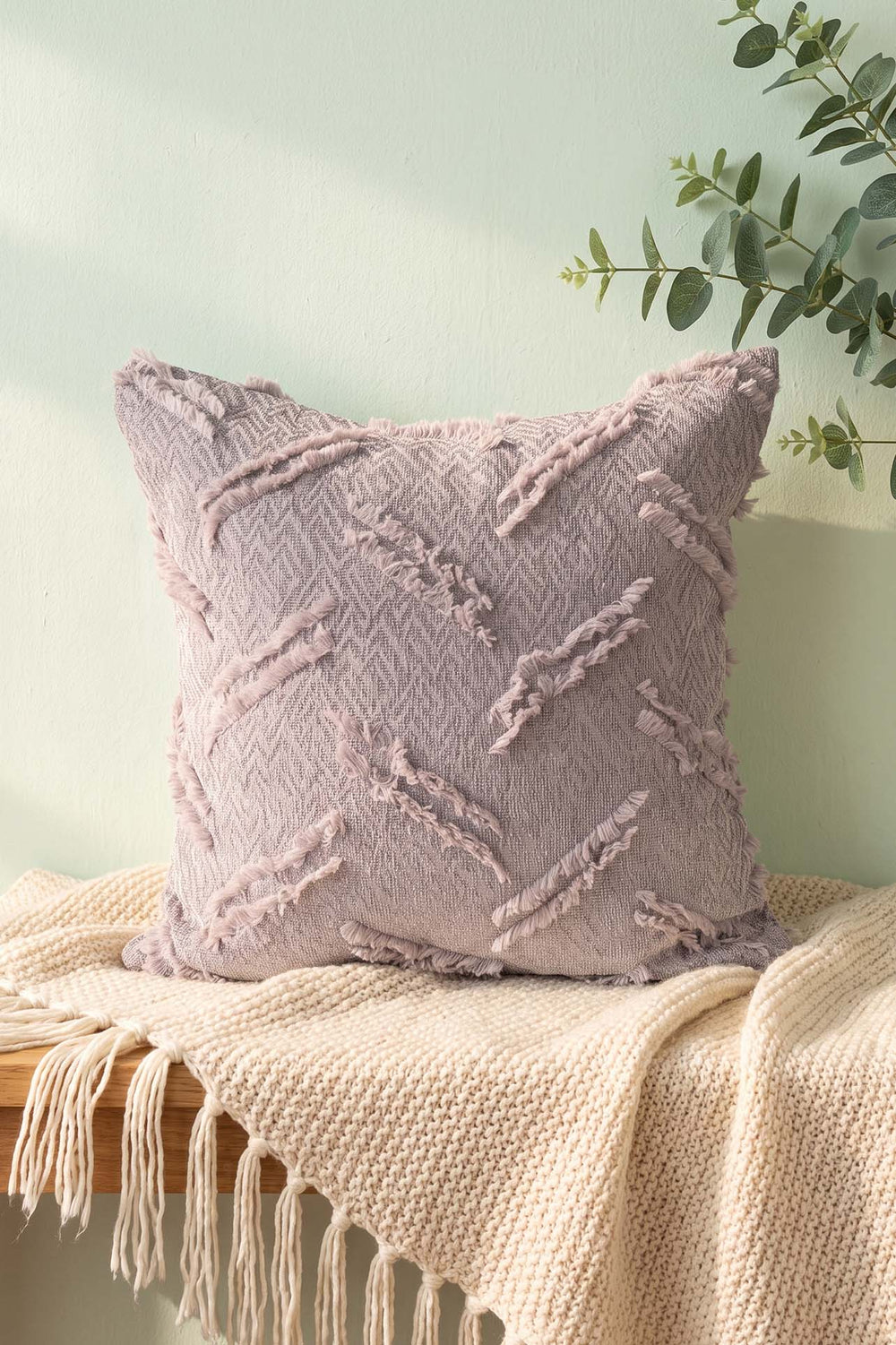 Gray Striped Embossed Textured Decorative Cushion Cover