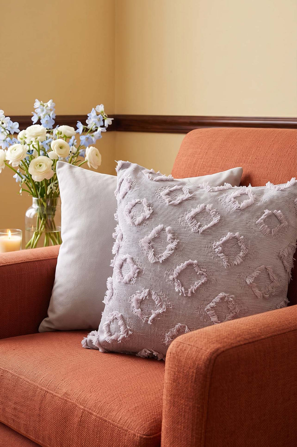 Gray Diamond Patterned Embossed Textured Decorative Cushion Cover