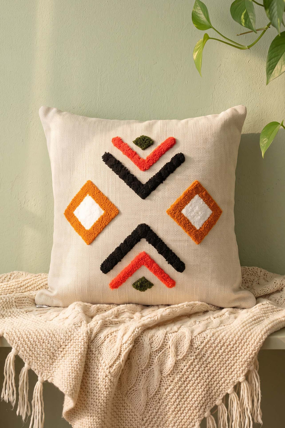Bohemian Geometric Patterned Punch Decorative Cushion Cover