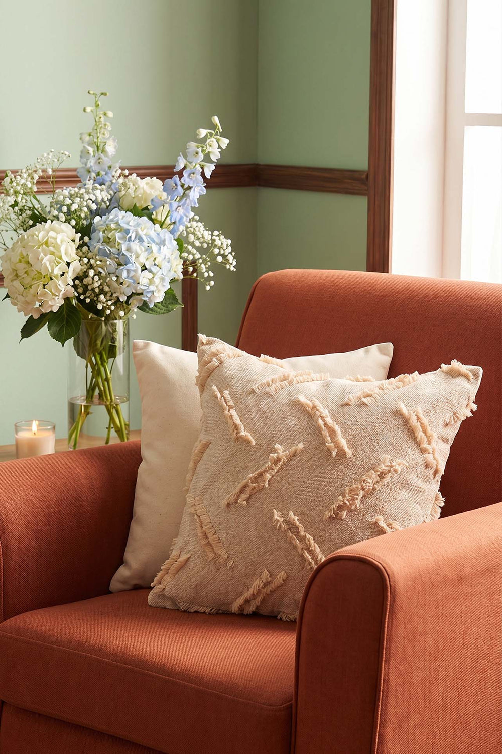 Sand Beige Striped Embossed Textured Decorative Cushion Cover
