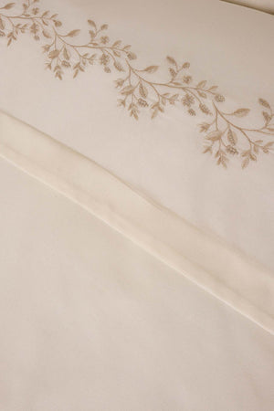 Liora Ecru Floral Embroidered Cotton Double Duvet Cover Set – 6-Piece Bridal Set
