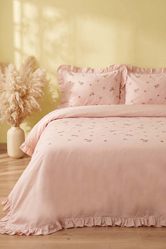 Pink Daisy Glow Double Cotton Duvet Cover Set – 4 Pieces