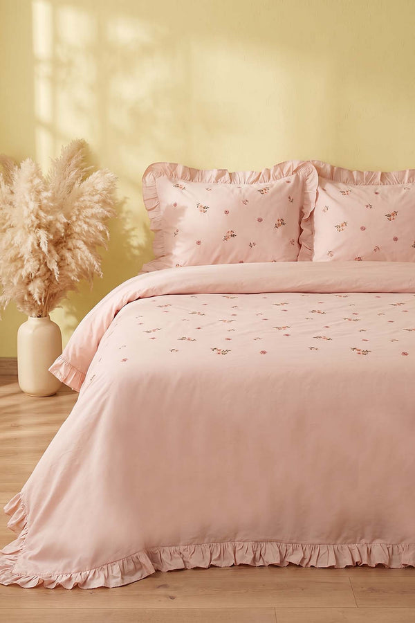 Pink Daisy Glow Double Cotton Duvet Cover Set – 4 Pieces