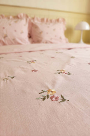Pink Daisy Glow Double Cotton Duvet Cover Set – 4 Pieces