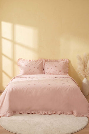 Pink Daisy Glow Double Cotton Duvet Cover Set – 4 Pieces