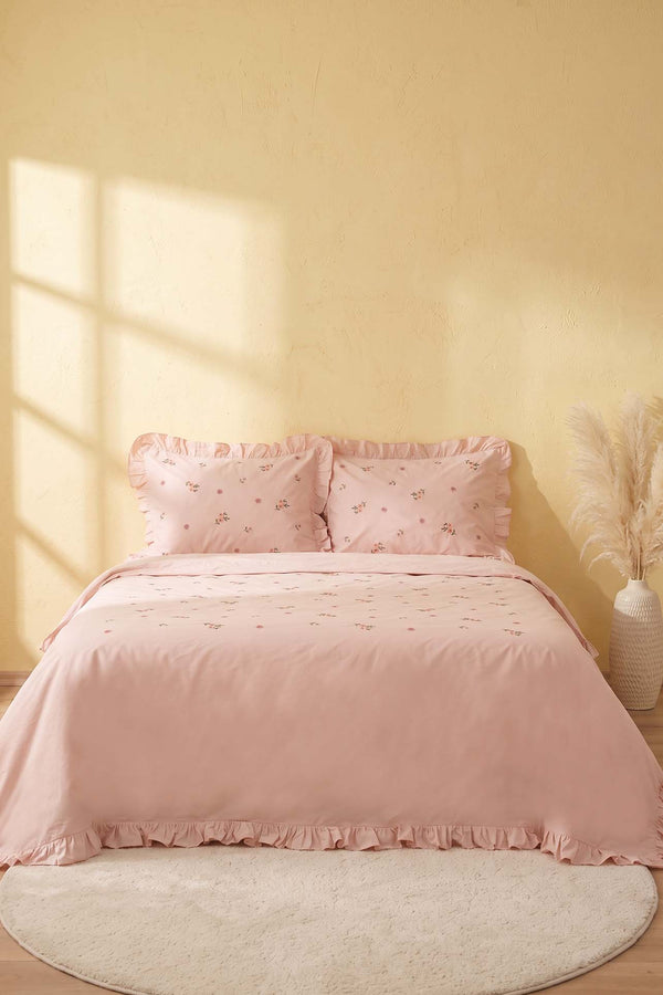 Pink Daisy Glow Double Cotton Duvet Cover Set – 4 Pieces