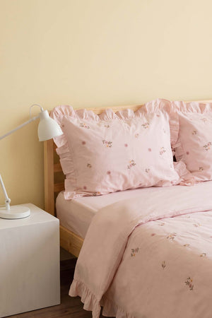 Pink Daisy Glow Double Cotton Duvet Cover Set – 4 Pieces