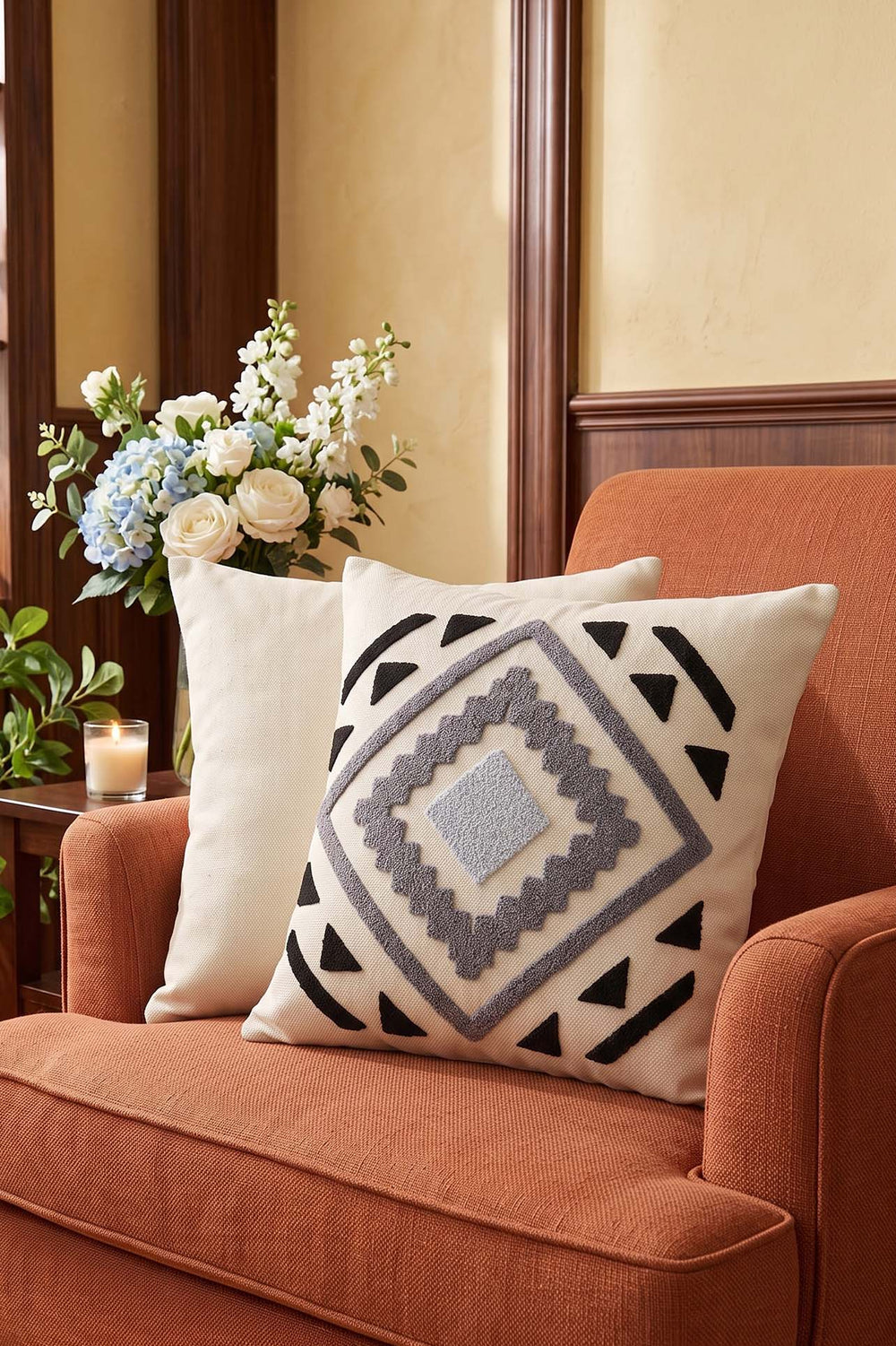 Mosaic Patterned Punch Decorative Cushion Cover