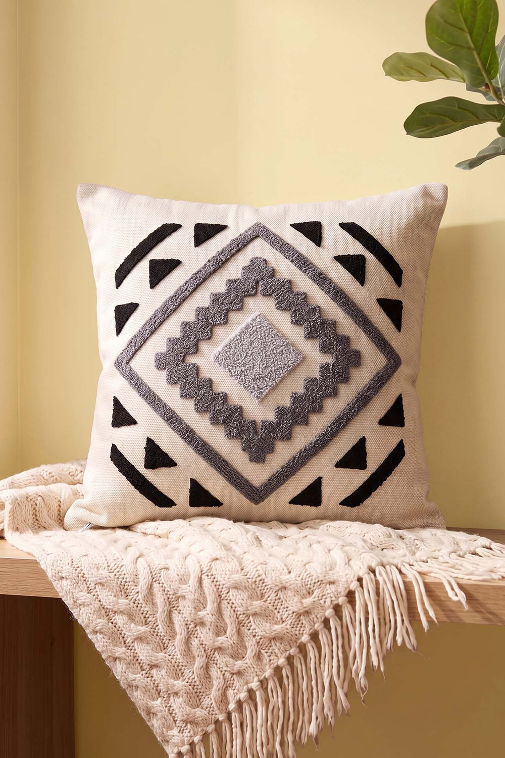 Mosaic Patterned Punch Decorative Cushion Cover