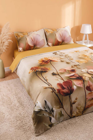 Gold Eloni 3D Flower Çift Kişilik Nevresim Takımı 4 Parça