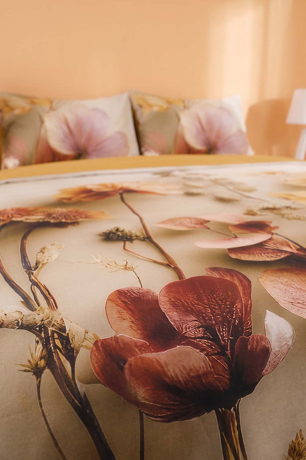Gold Eloni 3D Flower Çift Kişilik Nevresim Takımı 4 Parça