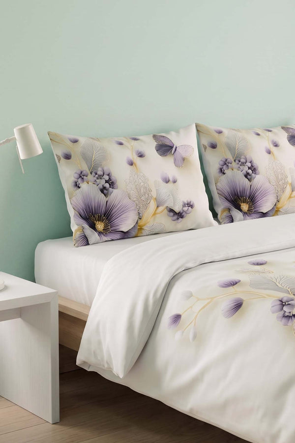 Krem Nayra 3D Flower Çift Kişilik Nevresim Takımı 4 Parça
