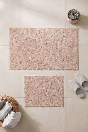 Pudra Pamella Yaprak Desenli 2Li Banyo Klozet Paspas Takımı