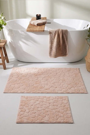 Pudra Pamella Yaprak Desenli 2Li Banyo Klozet Paspas Takımı