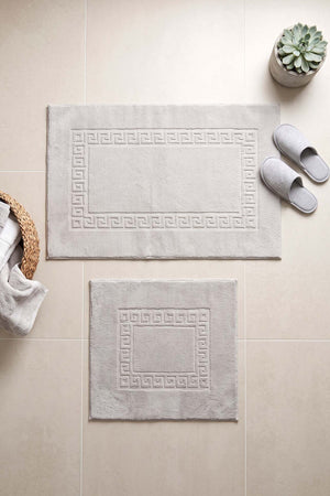 Gri Pamella Greek Desenli 2Li Banyo Klozet Paspas Takımı