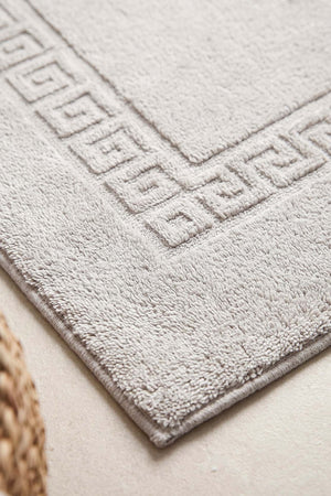 Gri Pamella Greek Desenli 2Li Banyo Klozet Paspas Takımı