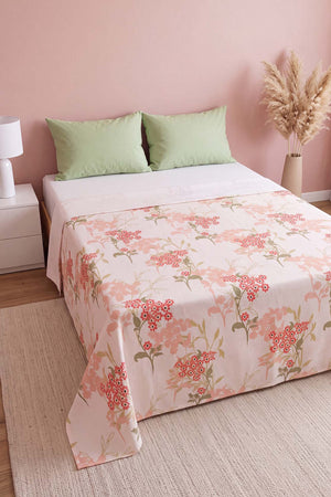 Red Bud Pattern Double Size Printed Coverlet & Bedspread – 200 × 230 cm