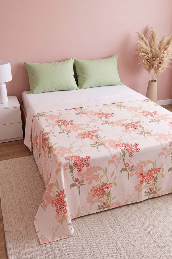 Red Bud Pattern Double Size Printed Coverlet & Bedspread – 200 × 230 cm
