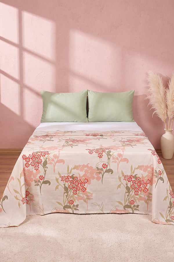 Red Bud Pattern Double Size Printed Coverlet & Bedspread – 200 × 230 cm