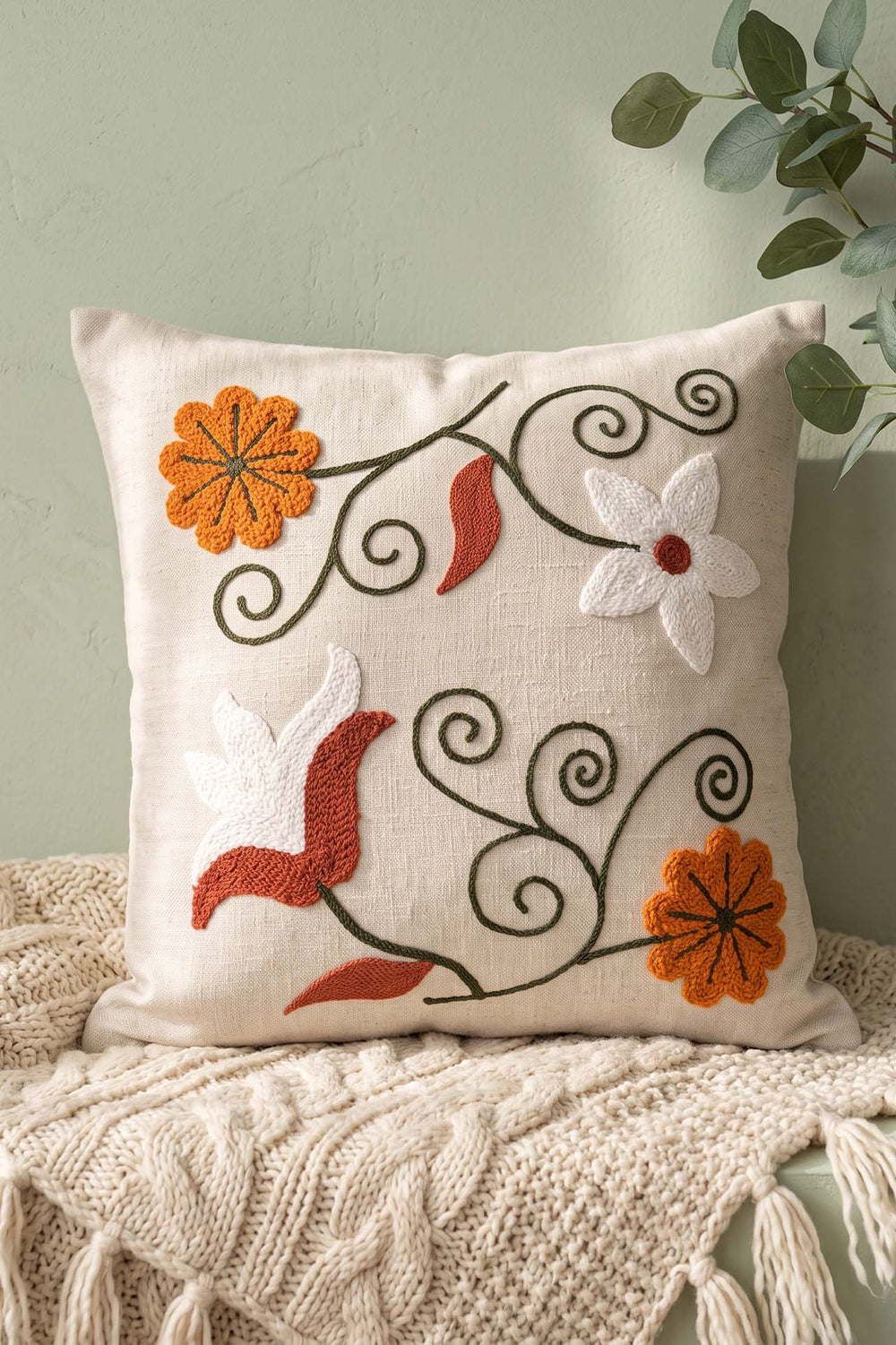 Spring Flowers Pattern Decorative Punch Cushion Cover
