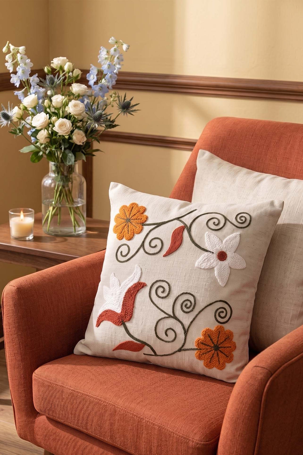 Spring Flowers Pattern Decorative Punch Cushion Cover