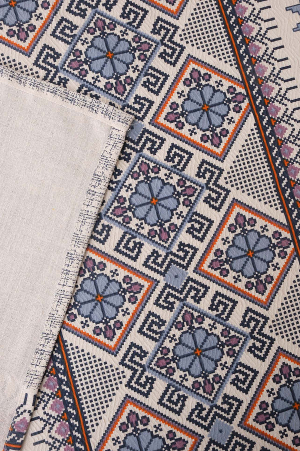 İndigo Etnik Desenli Çift Kişilik Baskılı Pike Yatak Örtüsü 200X230 Cm