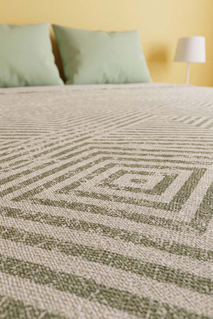 Green Prism Pattern Double Size Printed Coverlet – 200 × 230 cm