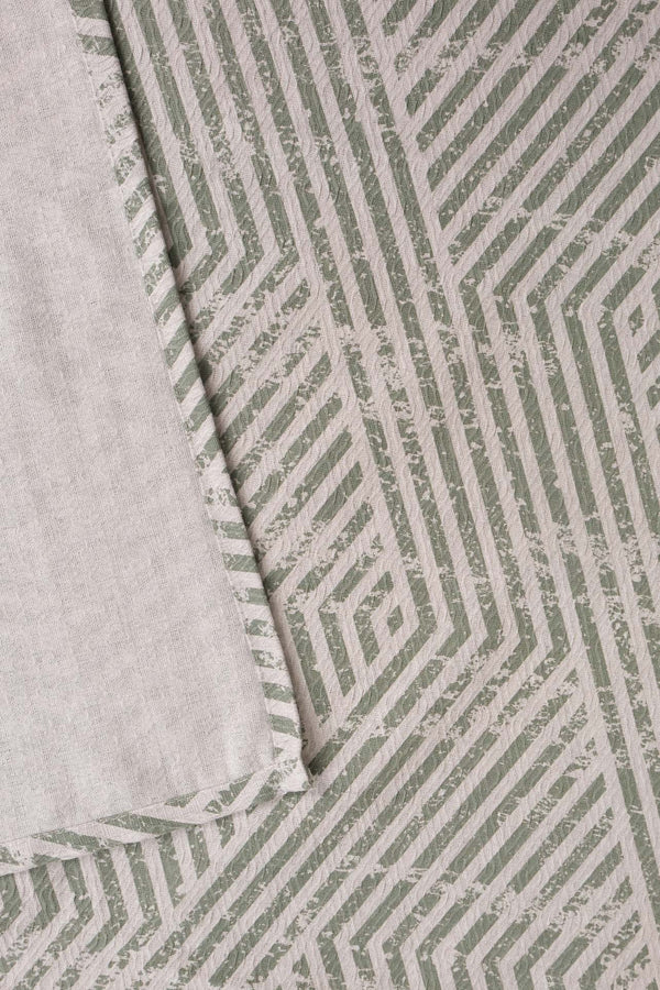 Green Prism Pattern Double Size Printed Coverlet – 200 × 230 cm
